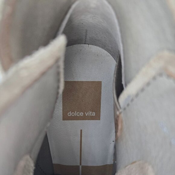 Dolce Vita 10 Shep Taupe Suede Ankle Boots Booties Stacked Block Heel - Picture 5 of 15